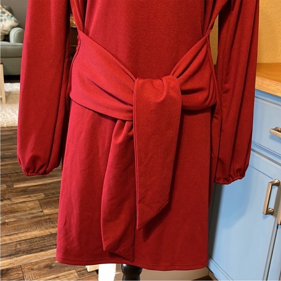 PRETTYGARDEN Women's Large 12-14 Long Sleeve Short Dress Crewneck Tie Waist NWT - Picture 8 of 13